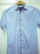 Мужская рубашка небесного цвета на квадратных кнопочках  SMC