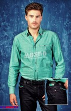 Мужская рубашка зеленого цвета Mondo