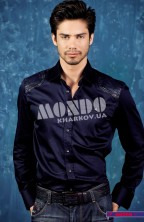 Мужская рубашка темно-синего цвета с погонами Mondo