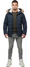 Мужская зимняя курточка прямого кроя тёмно-синяя модель 25780 (ОСТАЛСЯ ТОЛЬКО 46(S))