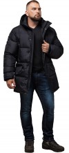 Удобная мужская куртка большого размера зимняя чёрная модель 3284
