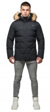 Короткая стильная зимняя курточка мужская чёрная модель 25780 (ОСТАЛСЯ ТОЛЬКО 46(S))