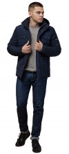 Осенняя мужская куртка комфортного кроя синяя модель 1698 (ОСТАЛСЯ ТОЛЬКО 46(S))