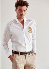 Мужская белая рубашка  с узором Мондо
