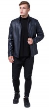 Современная мужская осенне-весенняя куртка тёмно-синего цвета модель 2825 (ОСТАЛСЯ ТОЛЬКО 50(L))
