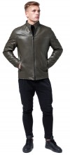 Классическая осенне-весенняя куртка на мужчину цвет хаки модель 2825