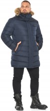 Куртка мужская зимняя тёмно-синяя с воротником модель 49718