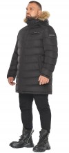 Чёрная куртка мужская на зиму длинная модель 49718