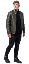 Стильная мужская куртка осенне-весенняя цвета хаки модель 4327