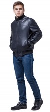 Стильная мужская куртка осенне-весенняя тёмно-синяя модель 2970