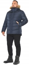 Тёмно-синяя куртка мужская зимняя удобная модель 49868