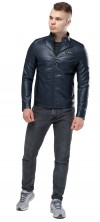 Курточка из искусственной кожи мужская осенне-весенняя тёмно-синяя модель 36361 (ОСТАЛСЯ ТОЛЬКО 52(XL))