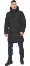 Чёрная мужская длинная куртка для зимы модель 49990 (ОСТАЛСЯ ТОЛЬКО 56(3XL))