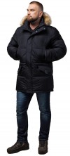 Мужская зимняя практичная куртка большого размера чёрная модель 2084