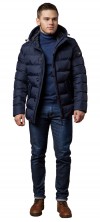 Куртка темно-синего цвета мужская с капюшоном зимняя модель 20180 (ОСТАЛСЯ ТОЛЬКО 54(XXL))