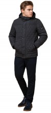 Стёганая ромбами куртка мужская графитовая осенняя модель 24534 (ОСТАЛСЯ ТОЛЬКО 46(S)) 50 (L)