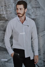 Мужская рубашка белого цвета со змейкой Mondo