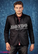 Мужской пиджак черного цвета со вставками Mondo