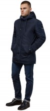 Куртка-парка с капюшоном мужская тёмно-синяя модель 4282 (ОСТАЛСЯ ТОЛЬКО 48(M))