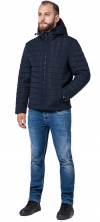 Синяя куртка мужская осенне-весенняя с капюшоном модель 2475 (ОСТАЛСЯ ТОЛЬКО 46(S))