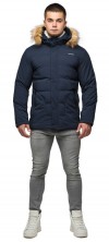 Укороченная куртка на зиму мужская синяя модель 25780 (ОСТАЛСЯ ТОЛЬКО 46(S))